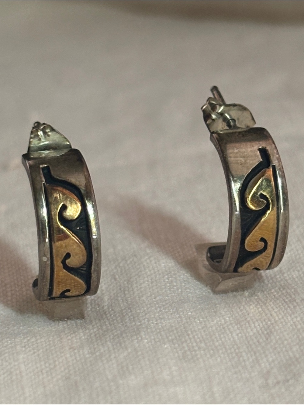 D. SKEETS: Gold Over Silver Waves Earrings